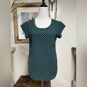 Funky black with blue flower blouse